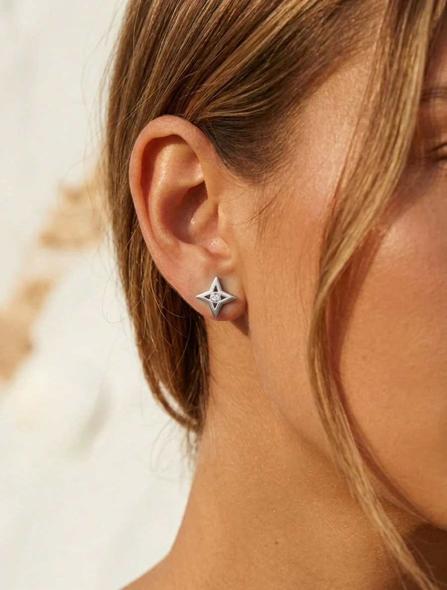 Puces d'oreilles étoiles - Argent