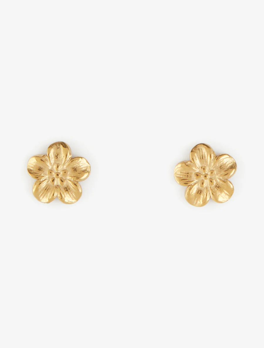 Puces d'oreilles fleurs - Or - Image 2