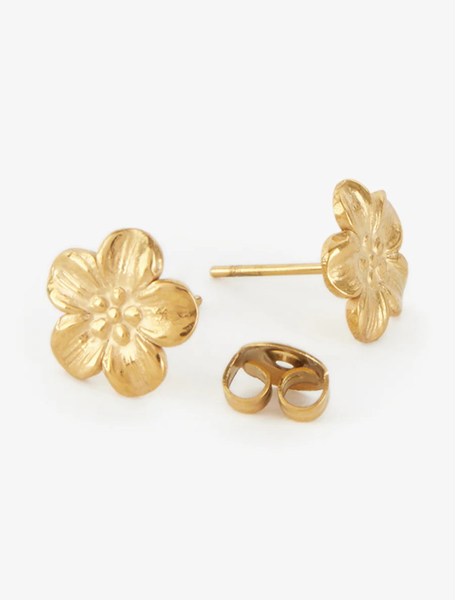 Puces d'oreilles fleurs - Or - Image 3