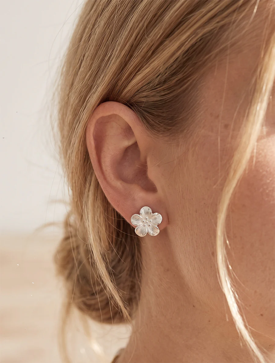 Puces d'oreilles fleurs - Argent