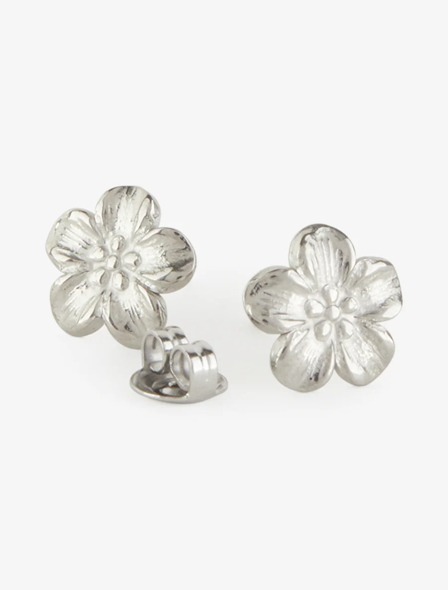 Puces d'oreilles fleurs - Argent - Image 3
