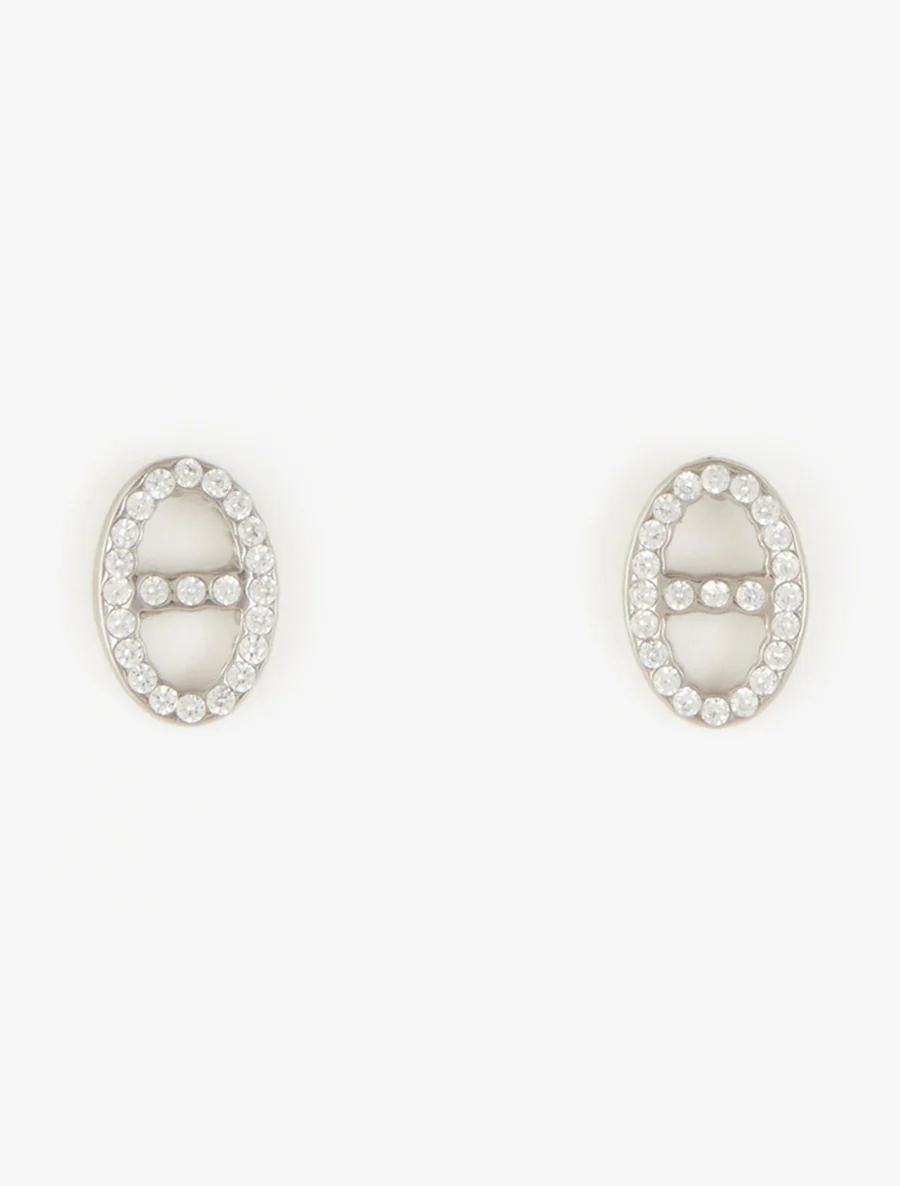 Puces d'oreilles maillons marins strassés - Argent - Image 2