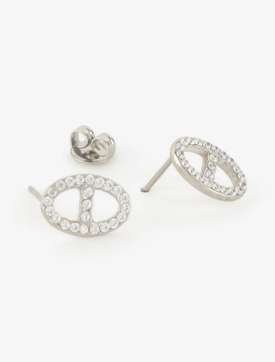Puces d'oreilles maillons marins strassés - Argent - Image 3