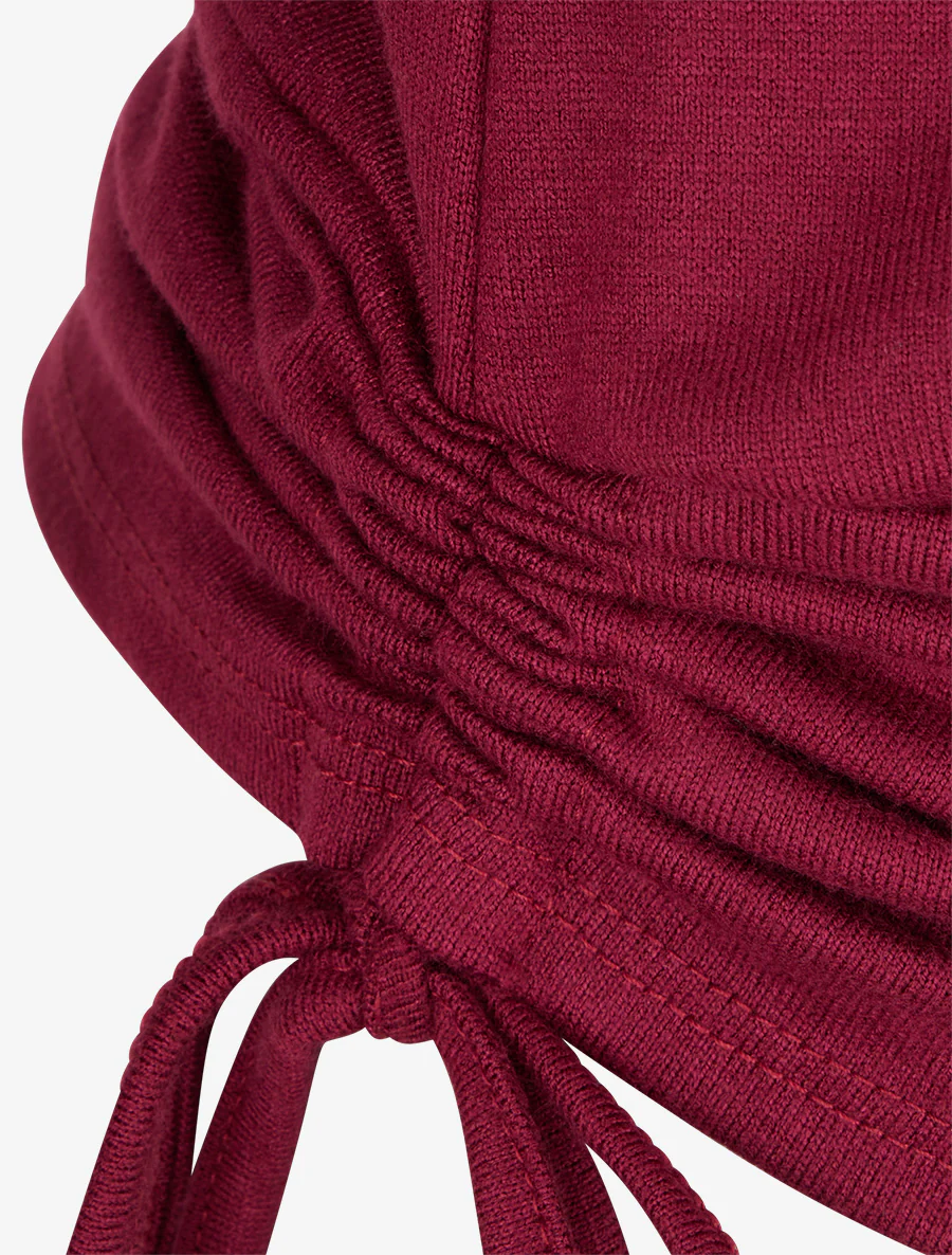 Pull à bords froncés et boucle décorative - Lie de vin - Image 3
