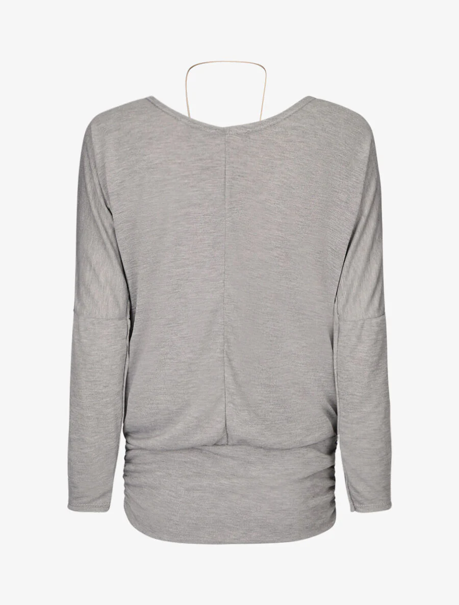 Pull à bords froncés - Gris - Image 2