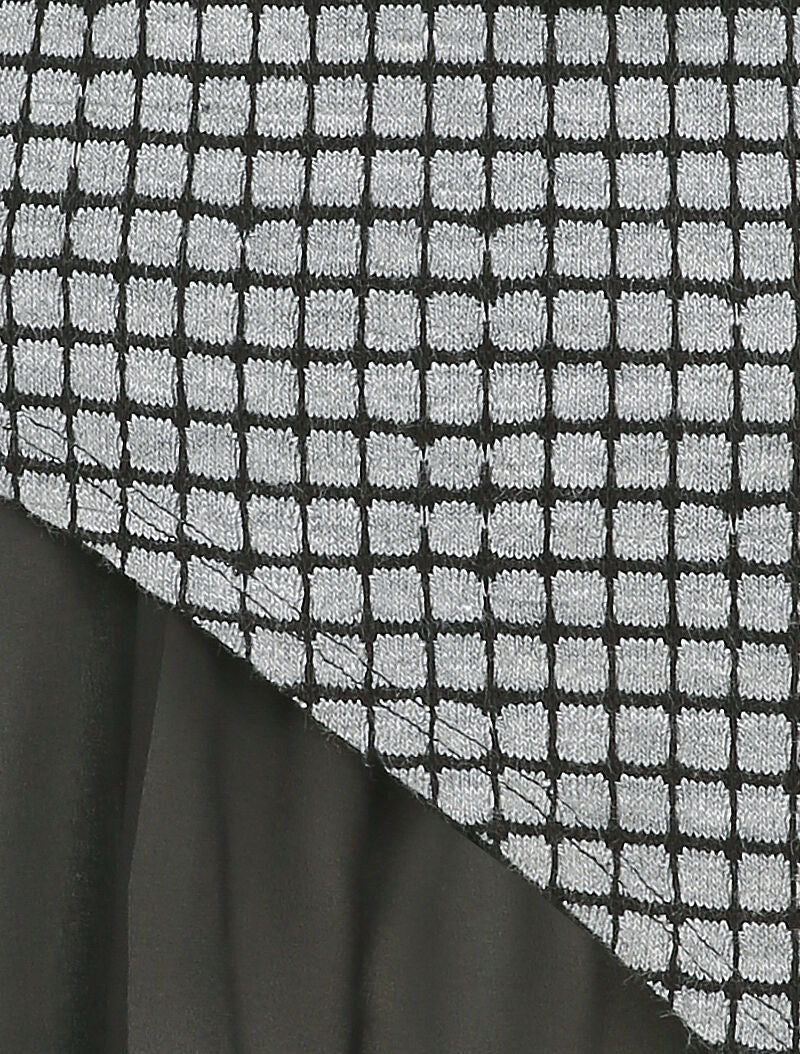 Pull à carreaux et bords asymétriques à détail voile - Gris clair - Image 3