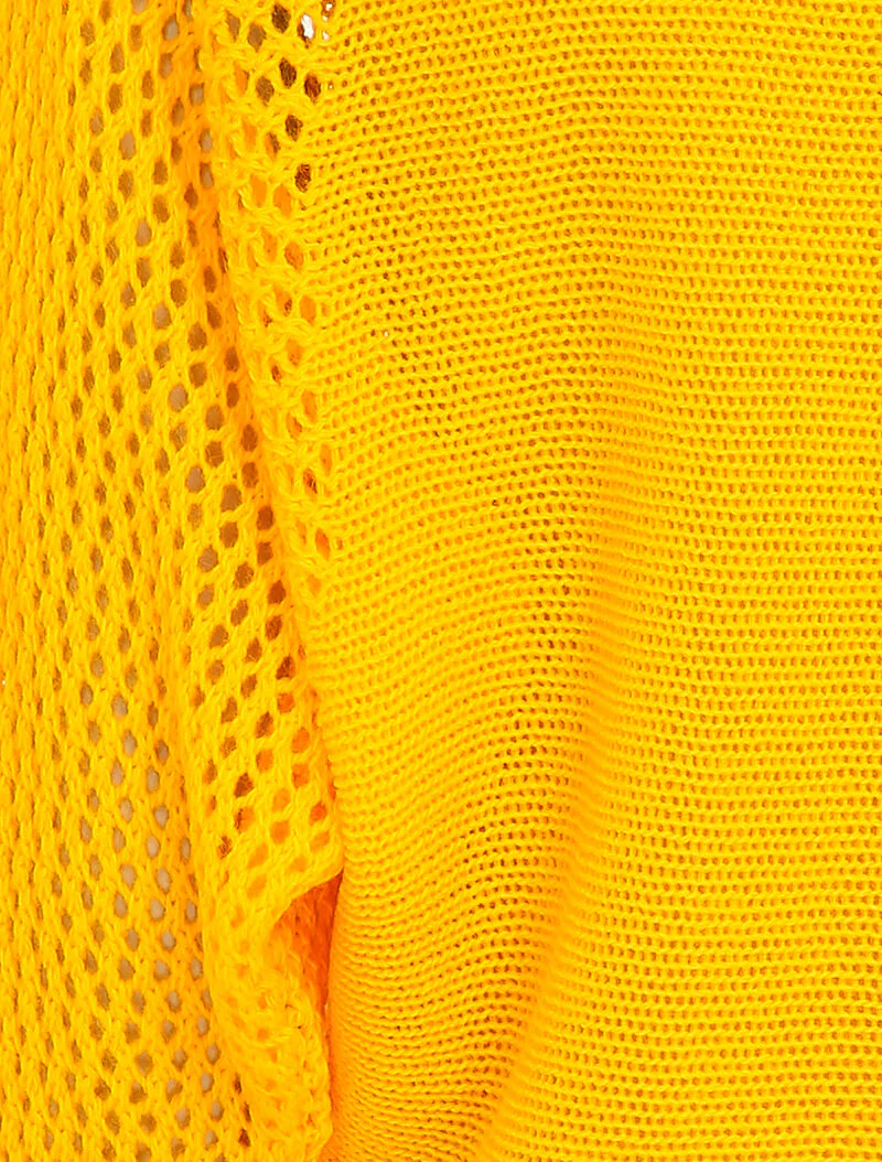 Pull à col bateau à manches en maille ajourée - Jaune - Image 3