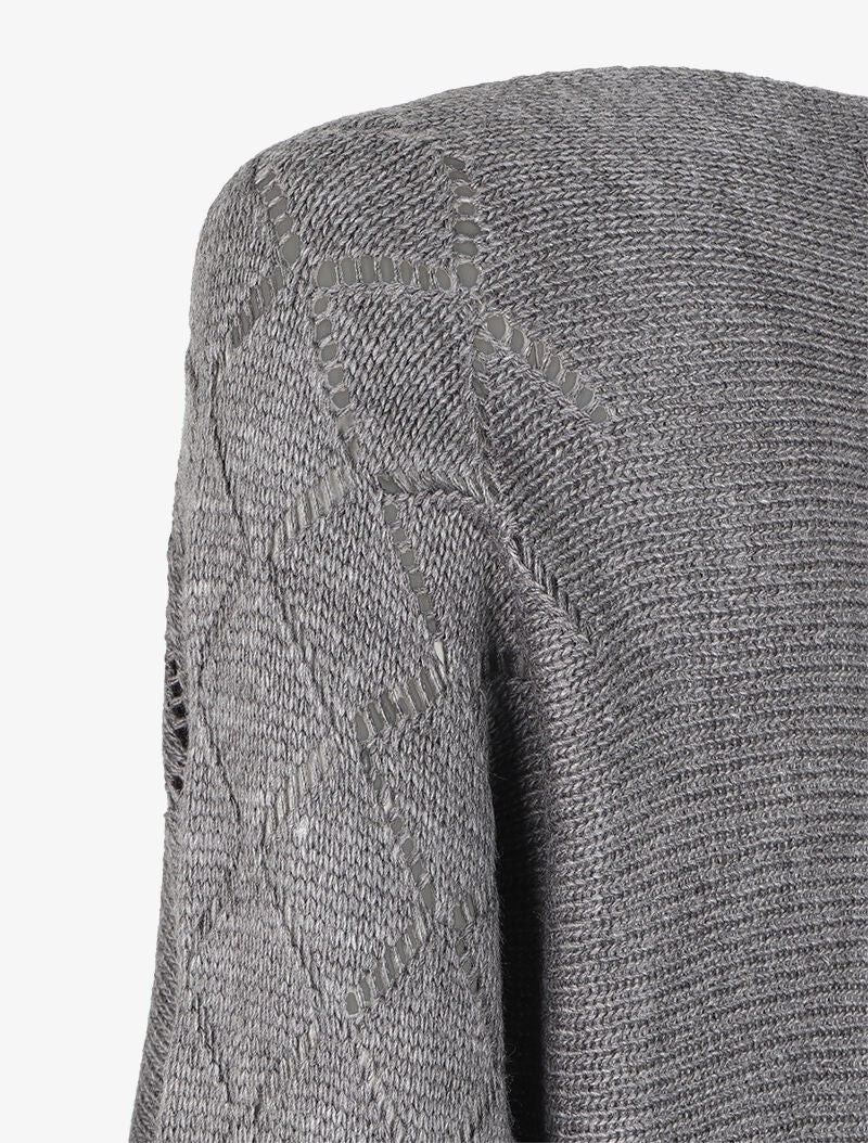 Pull à col bateau en maille stylisée - Gris foncé - Image 3