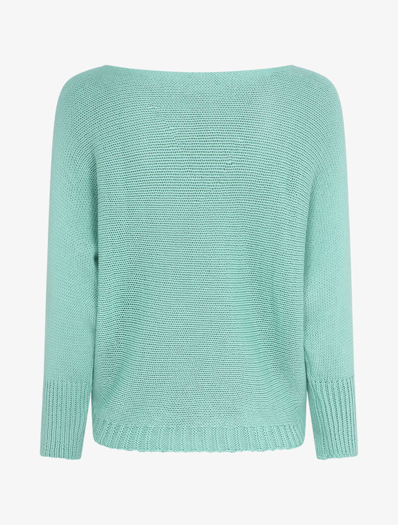Pull à col bénitier et manches dolman - Bleu clair - Image 2