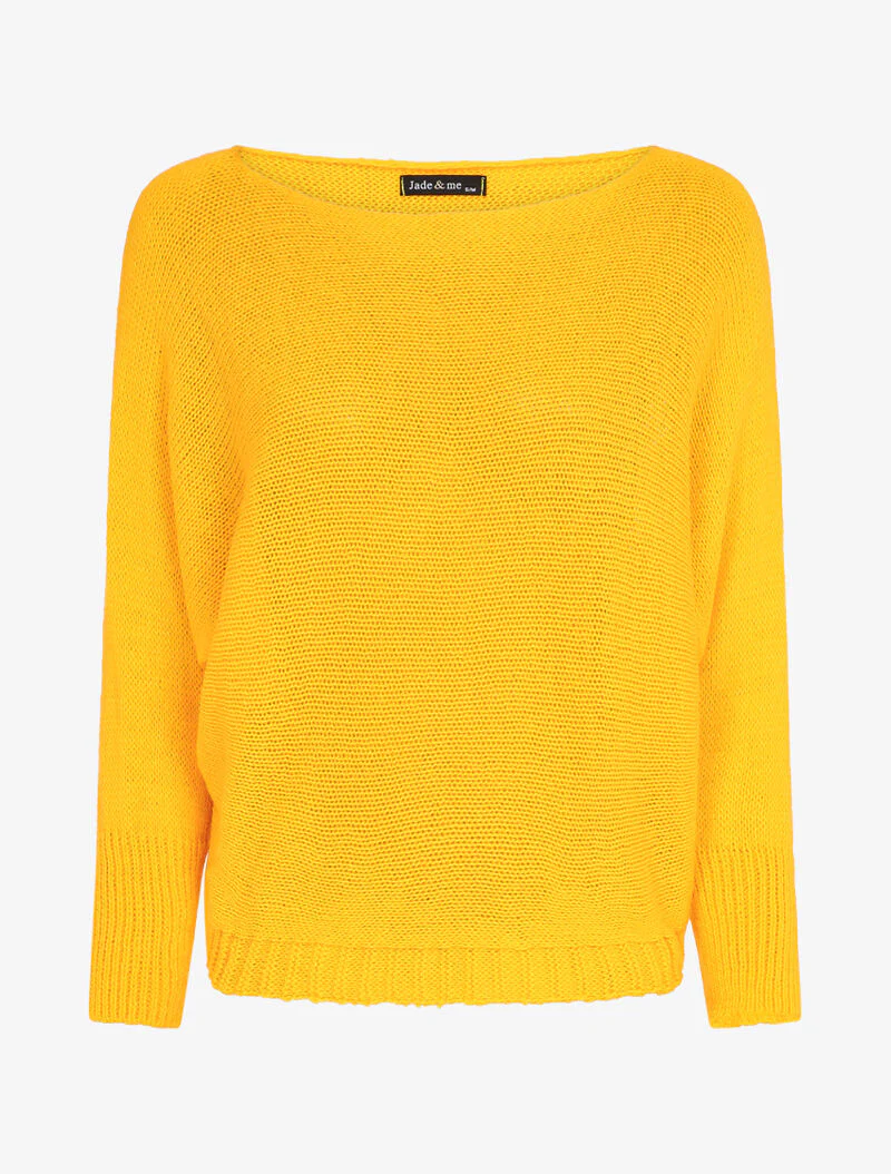 Pull à col bénitier et manches dolman - Jaune