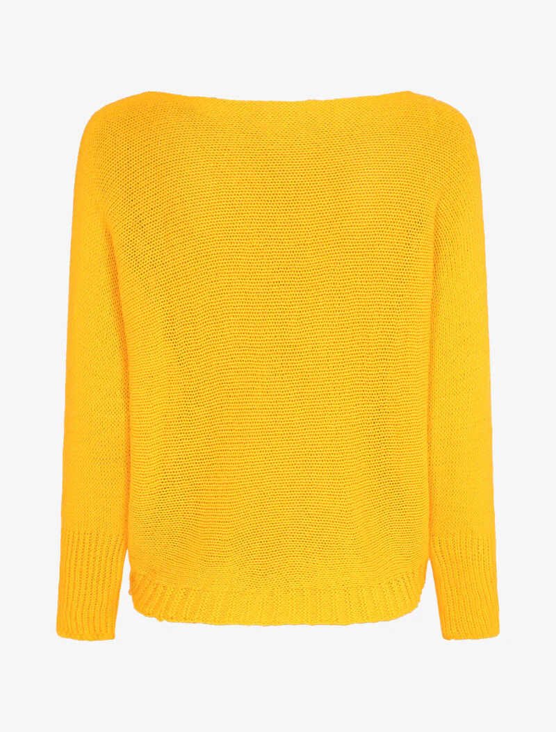 Pull à col bénitier et manches dolman - Jaune - Image 2