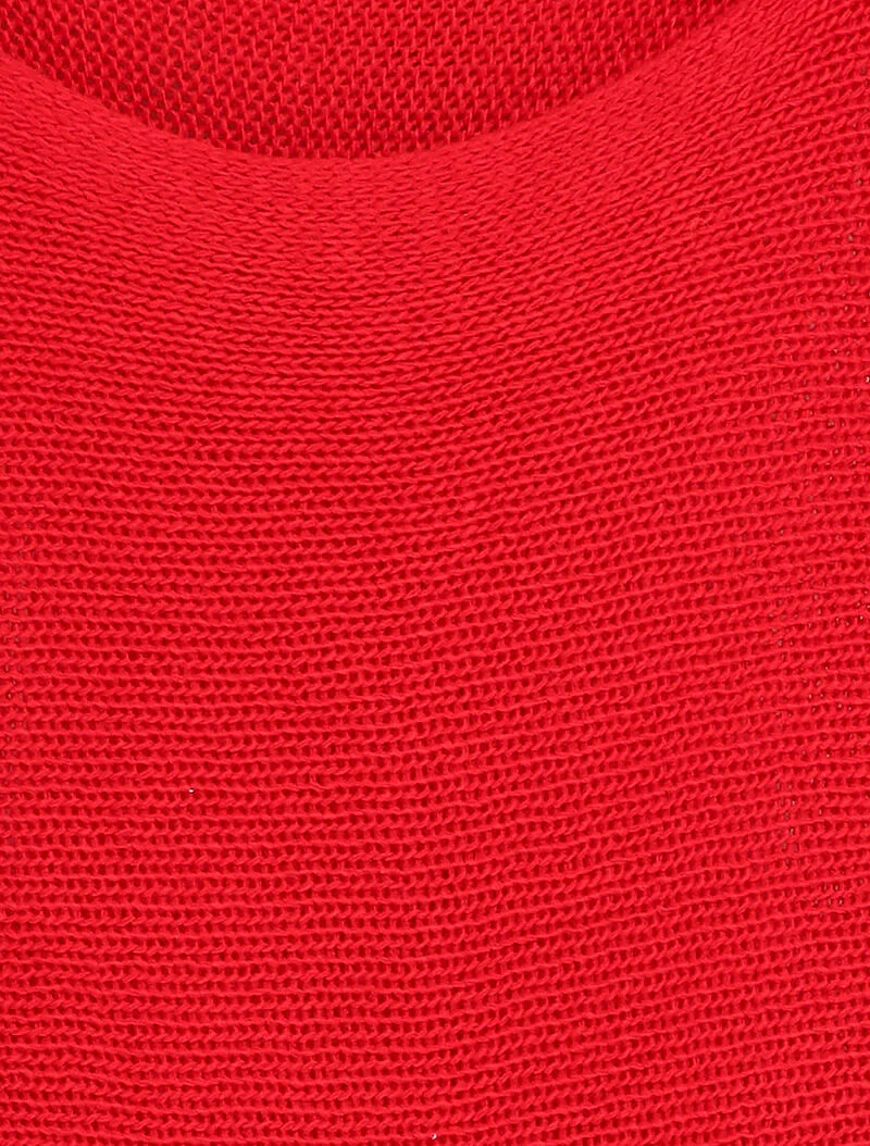 Pull à col bénitier et manches dolman - Rouge - Image 3