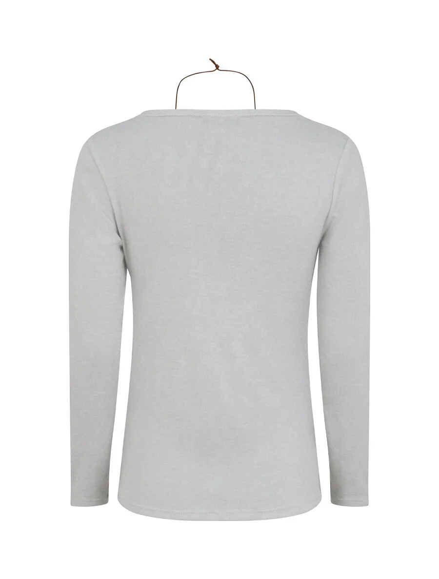 Pull à col bénitier et t-shirt en trompe l'oeil - Gris clair - Image 2