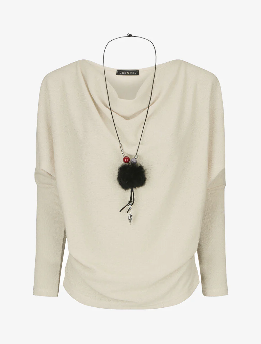 Pull à col bénitier - Beige