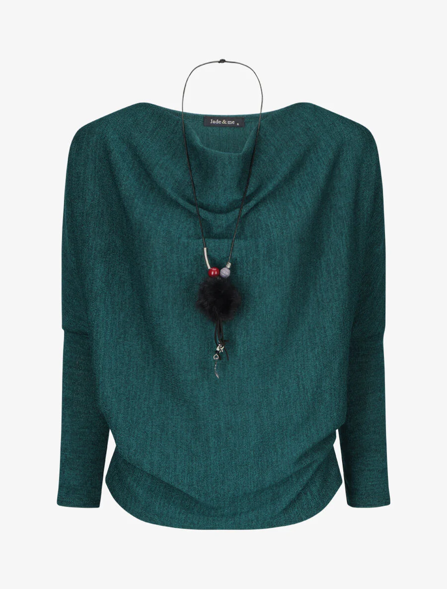Pull à col bénitier - Vert foncé