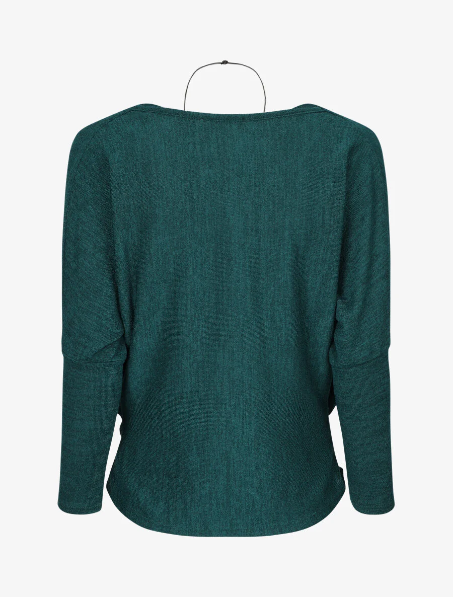 Pull à col bénitier - Vert foncé - Image 2