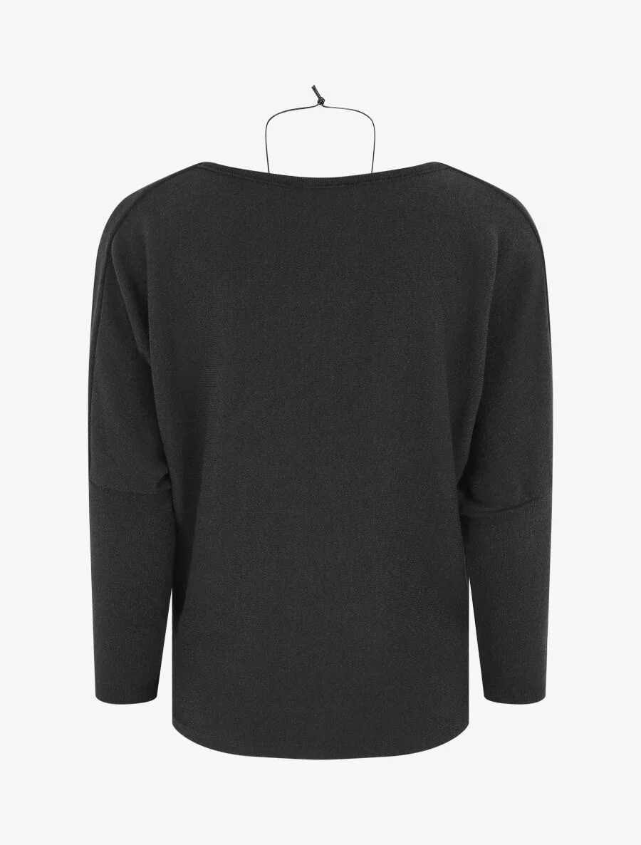 Pull à col bénitier - Noir - Image 2
