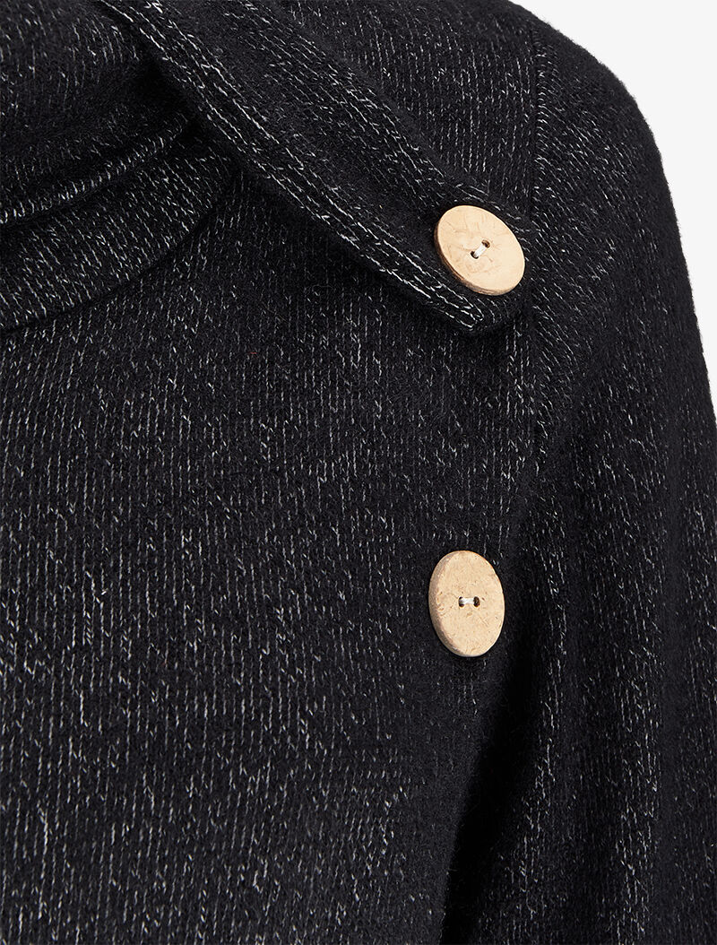 Pull à col roulé à détails boutons et pans avant croisés - Noir - Image 3