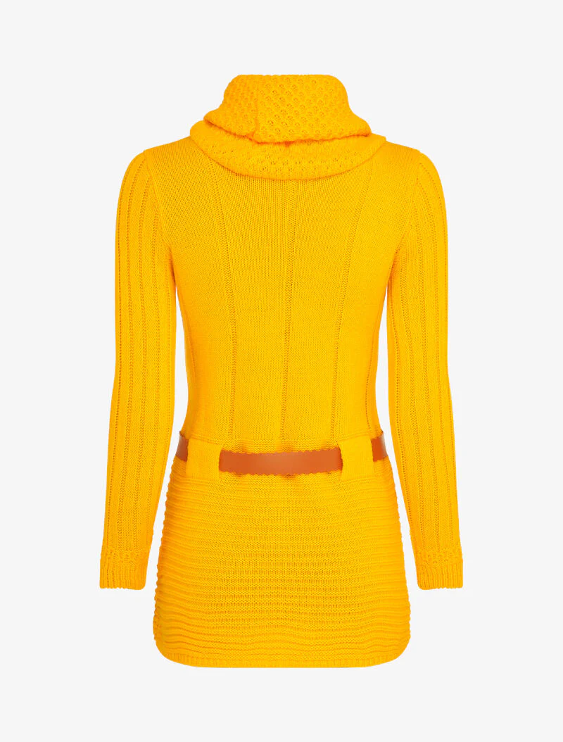 Pull à col roulé long en maille - Jaune - Image 2