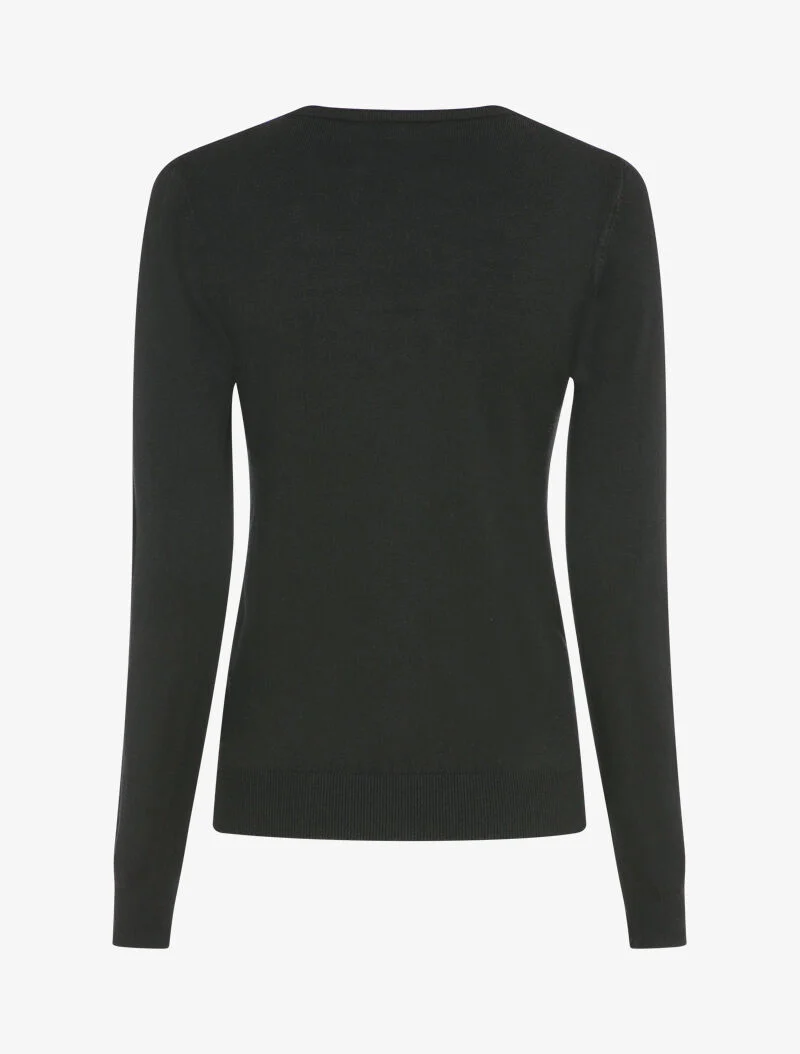 Pull à col V en dentelle - Noir - Image 2