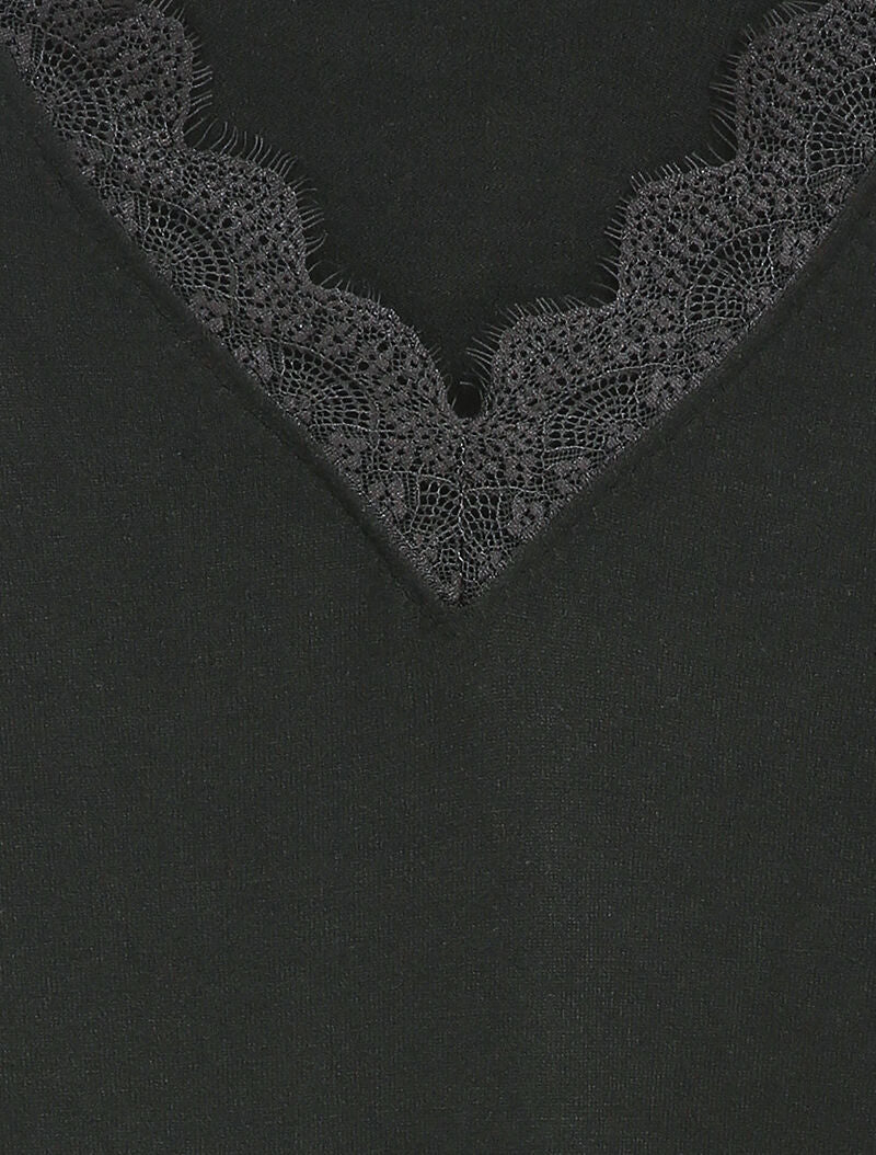 Pull à col V en dentelle - Noir - Image 3