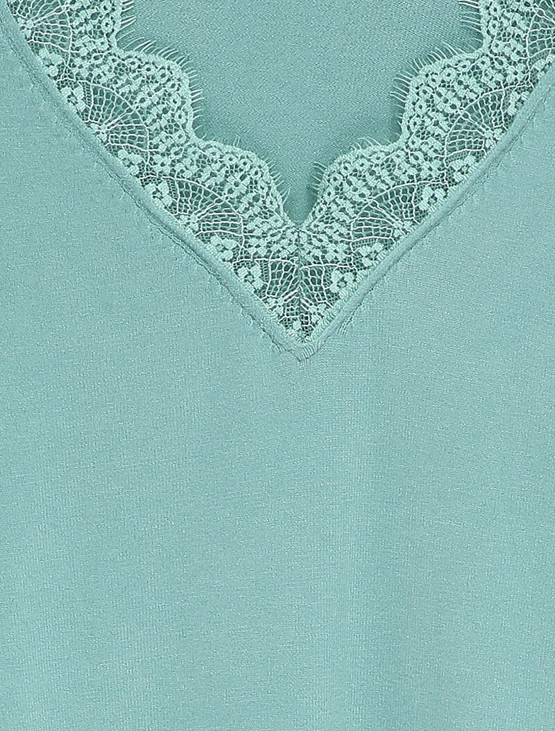Pull à col V en dentelle - Bleu ciel - Image 3