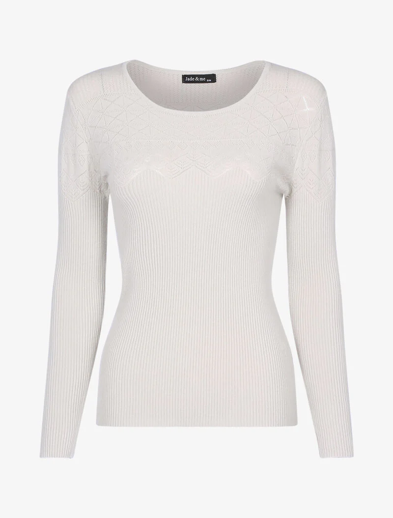 Pull à détails géométriques - beige
