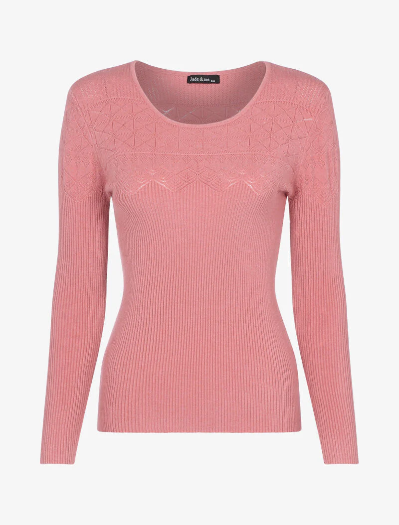 Pull à détails géométriques - rose