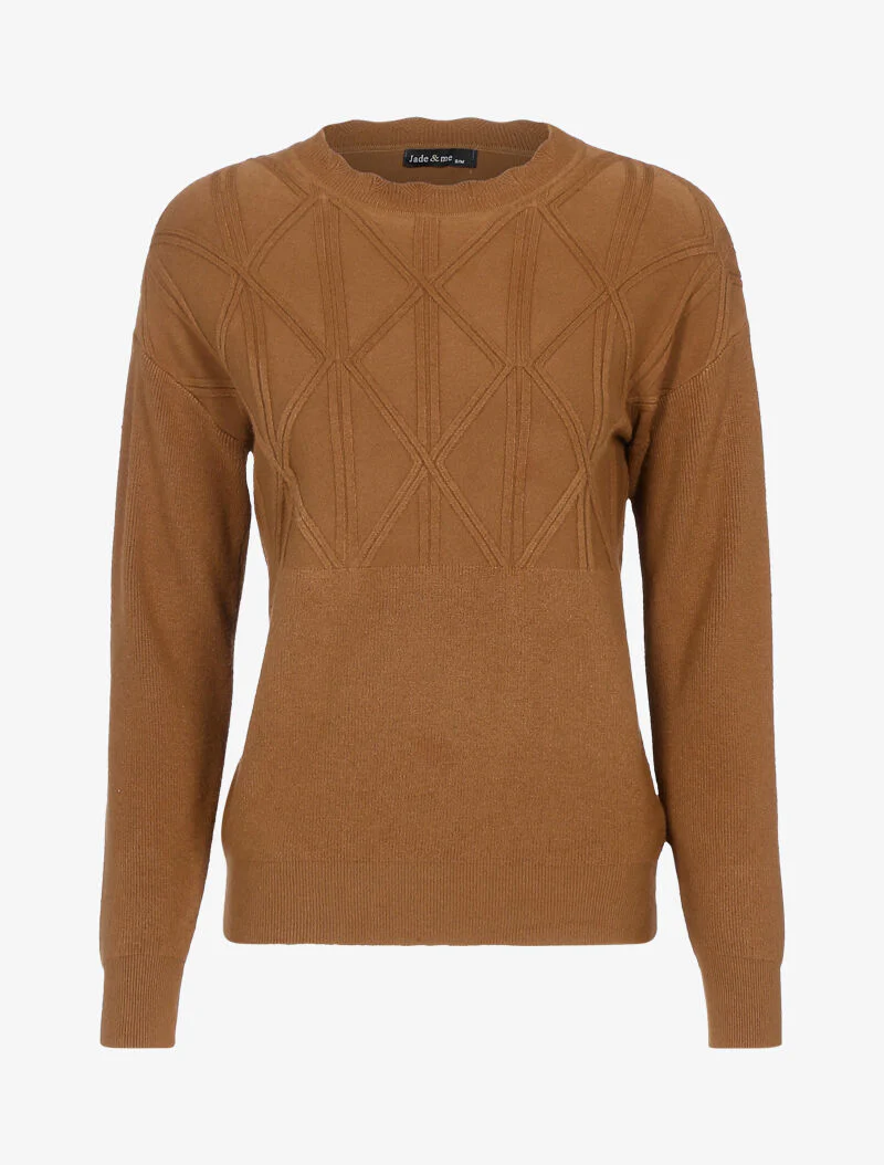 Pull à détails géométriques texturés - marron