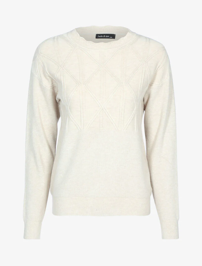Pull à détails géométriques texturés - beige - Image 2