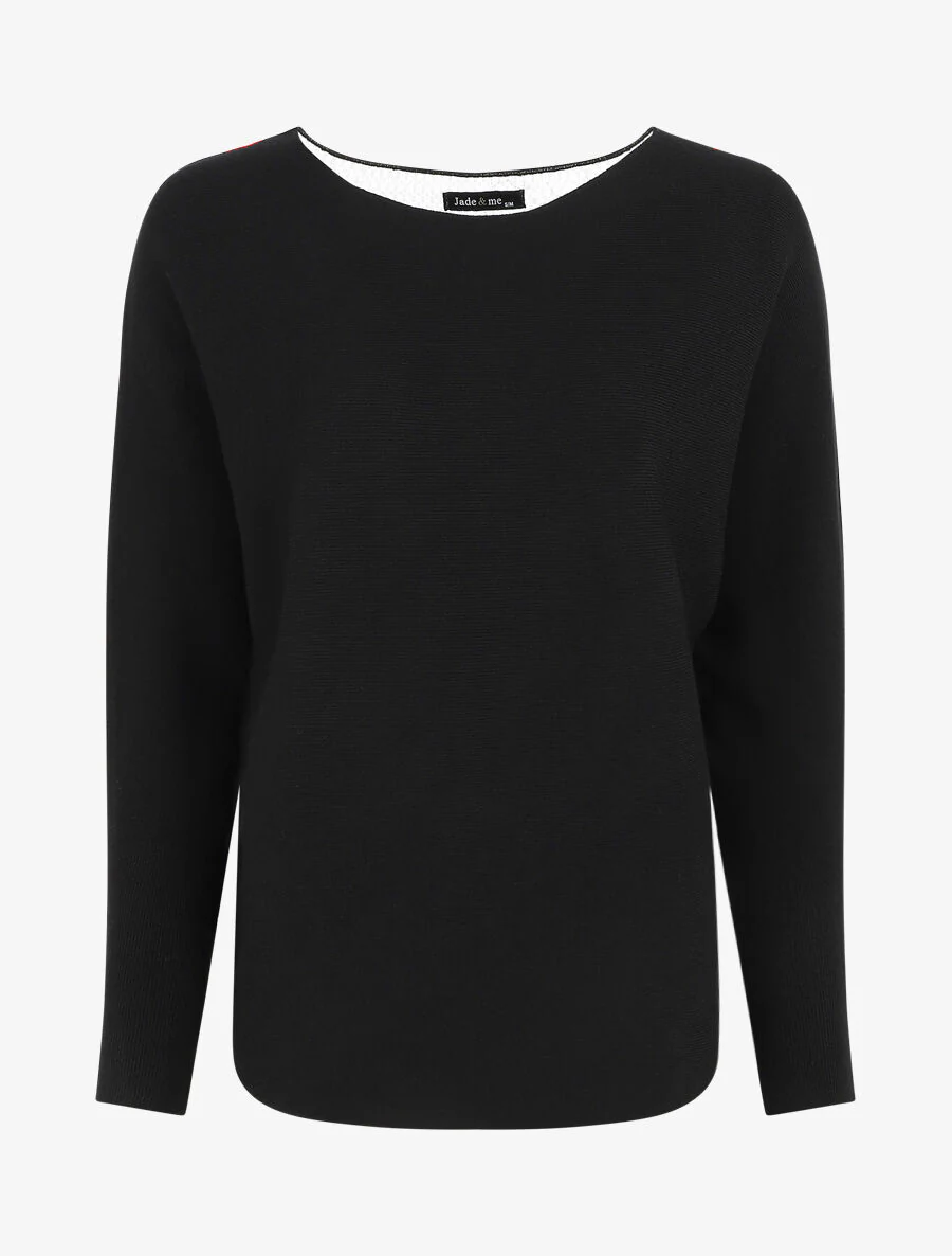 Pull à dos en dentelle - Noir - Image 2