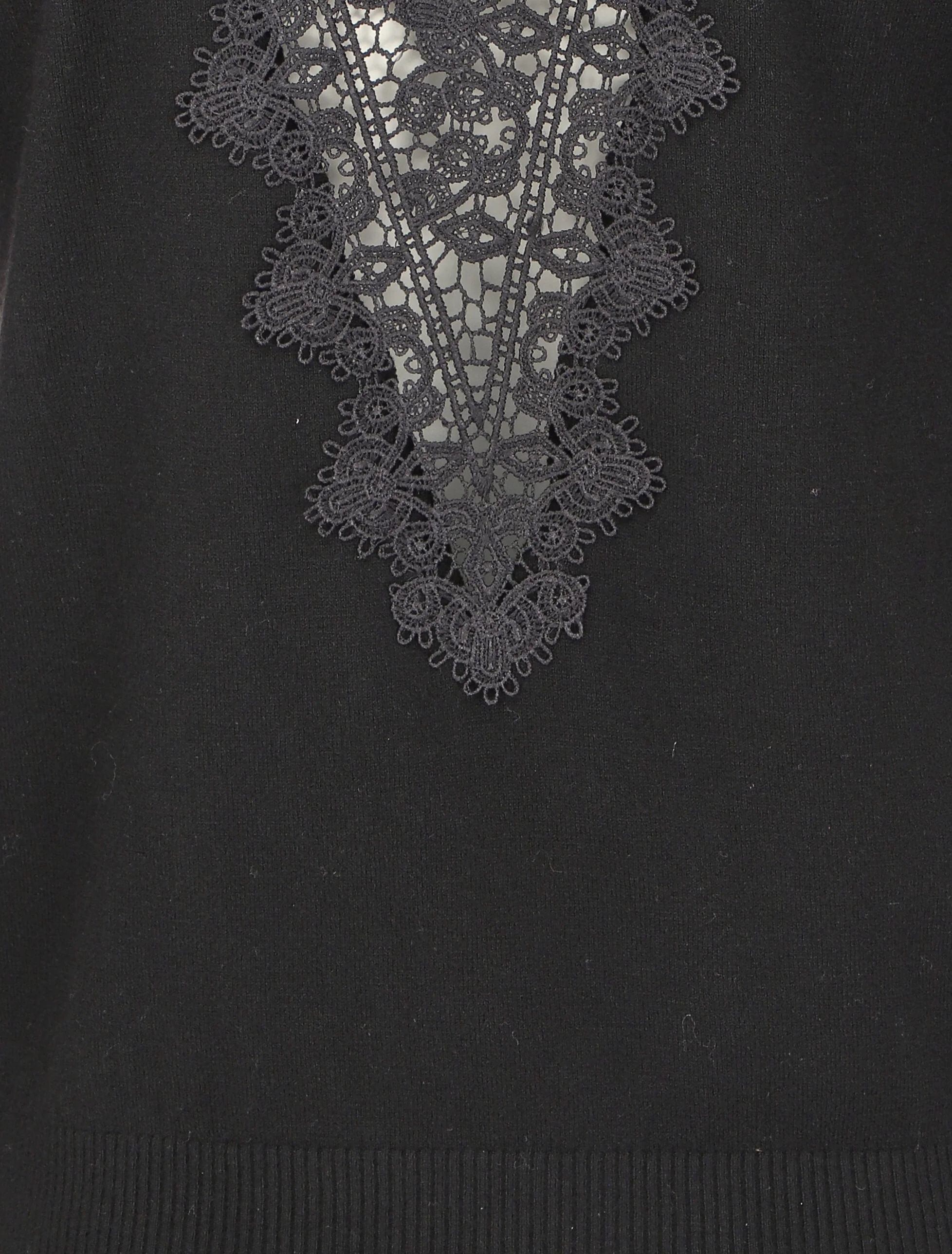 Pull à dos en V ouvert en crochet stylisé ajouré - Noir - Image 3