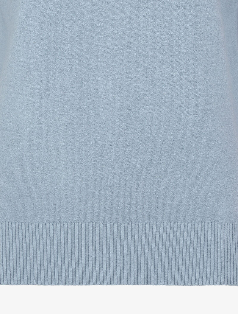 Pull à dos en V ouvert en crochet stylisé ajouré - Bleu - Image 3