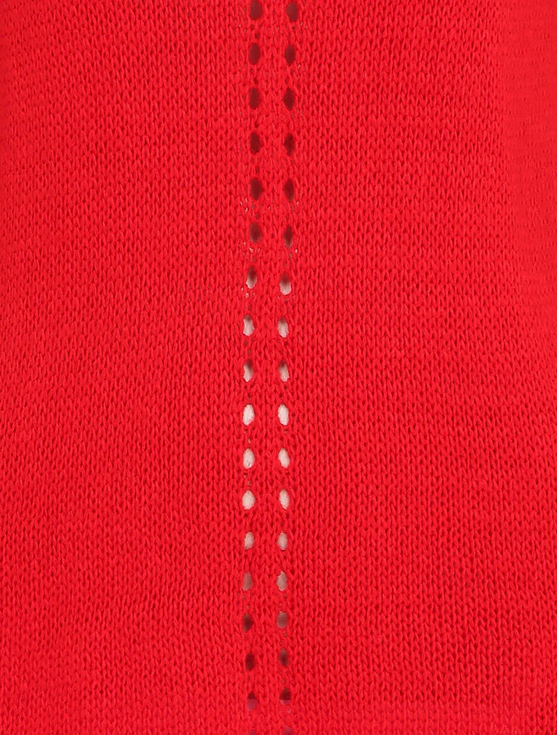 Pull à dos long ajouré et stylisé - Rouge - Image 3