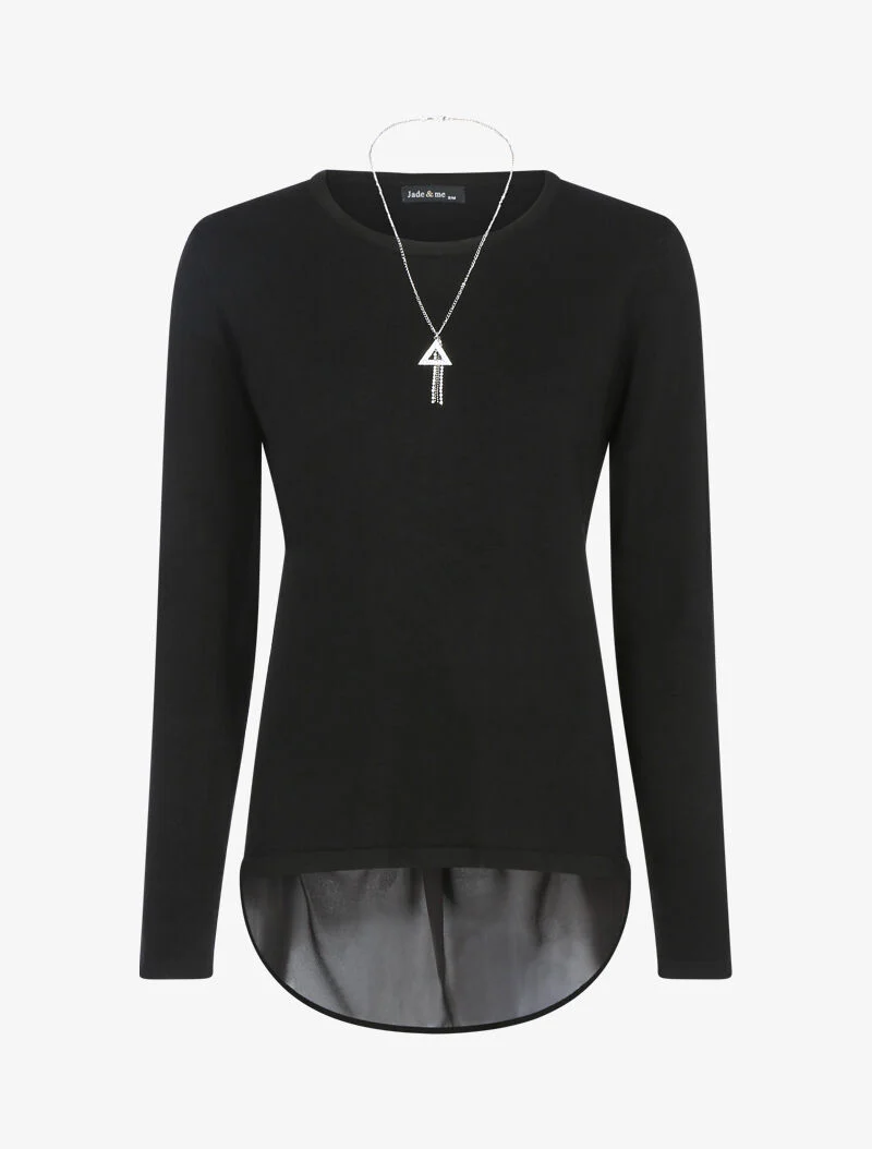 Pull à empiècement asymétrique en voile - noir