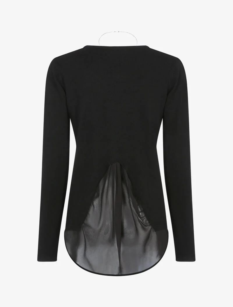 Pull à empiècement asymétrique en voile - noir - Image 2