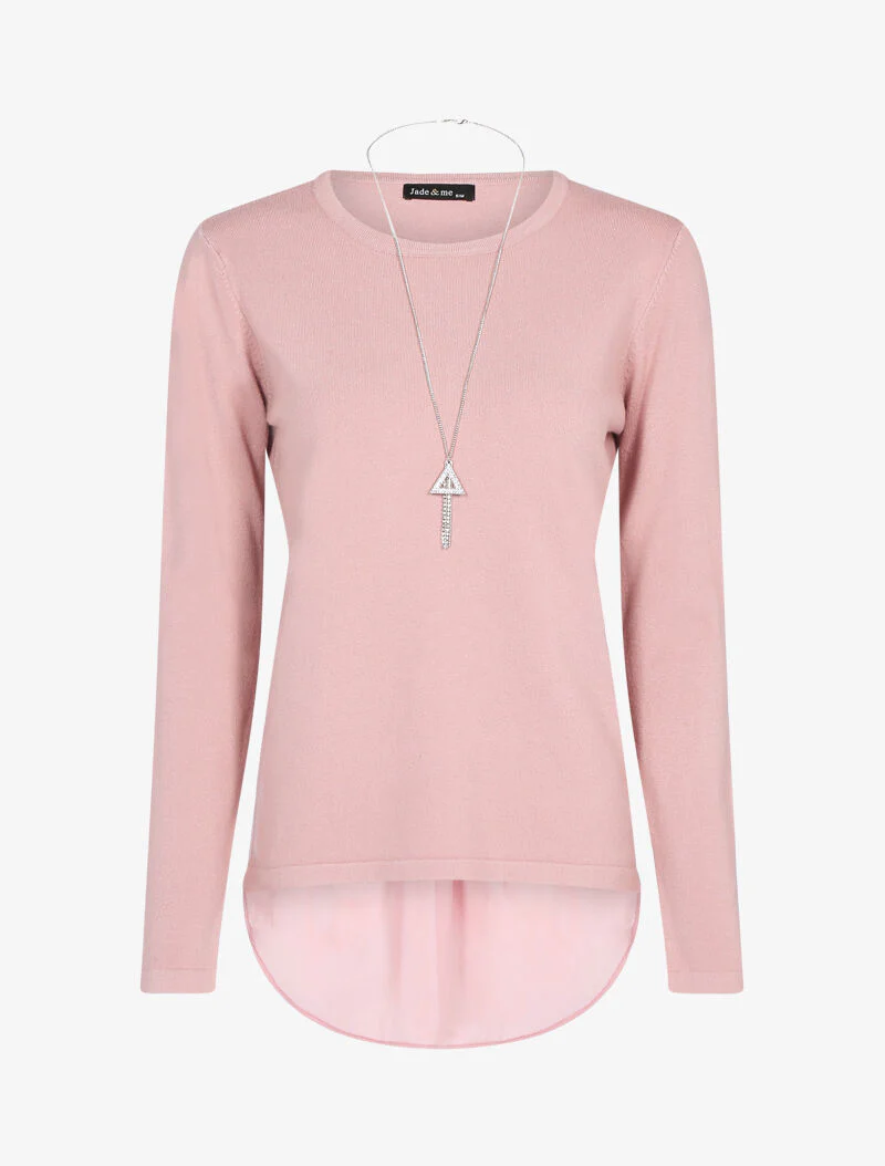 Pull à empiècement asymétrique en voile - rose