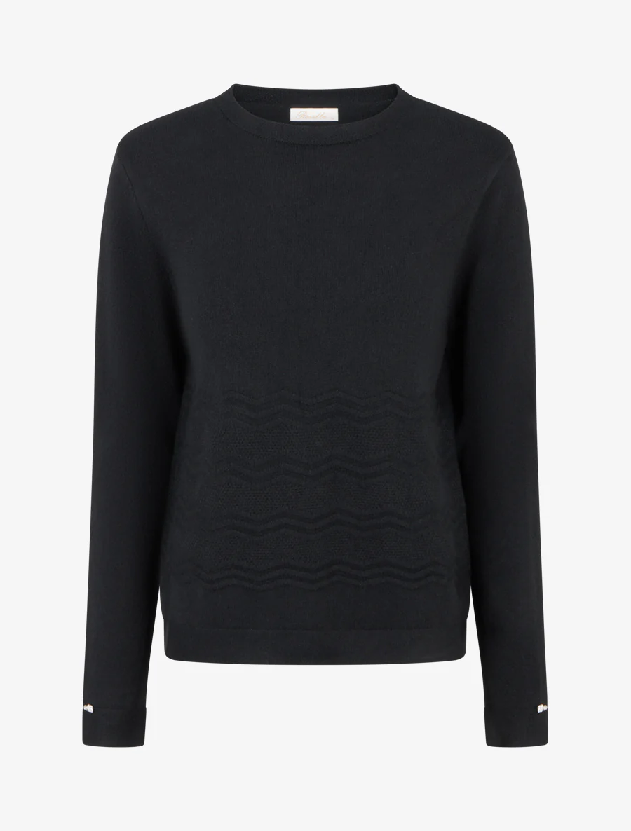 Pull à empiècement coeurs strassés aux manches - Noir