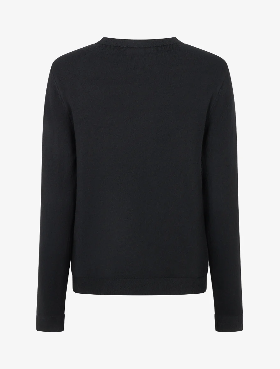 Pull à empiècement coeurs strassés aux manches - Noir - Image 2