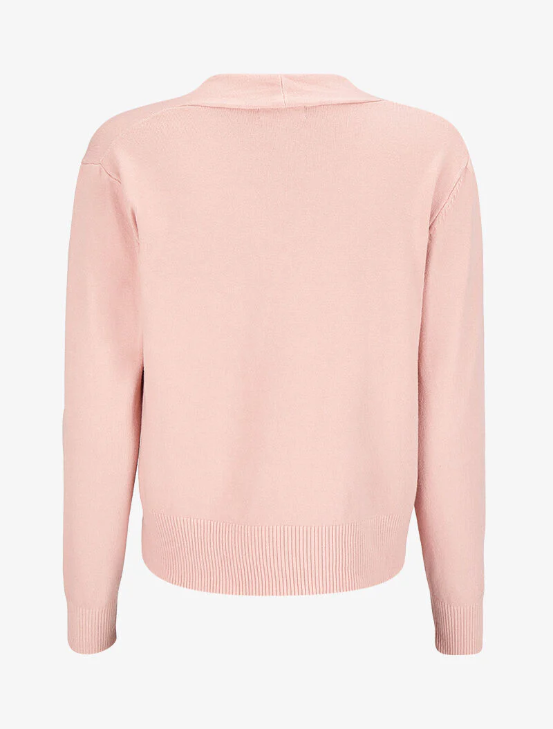 Pull à encolure cache-coeur - Rose poudré - Image 2