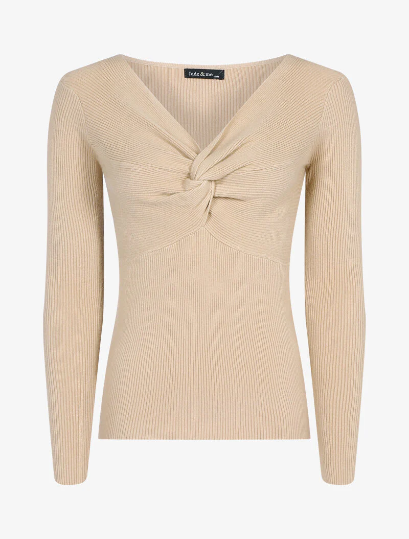 Pull à encolure torsadée - beige