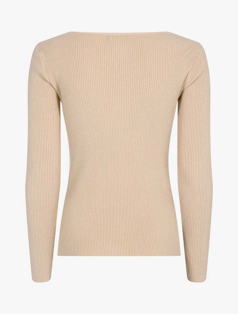 Pull à encolure torsadée - beige - Image 2