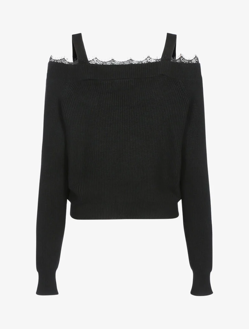 Pull à épaules dénudées - noir - Image 2