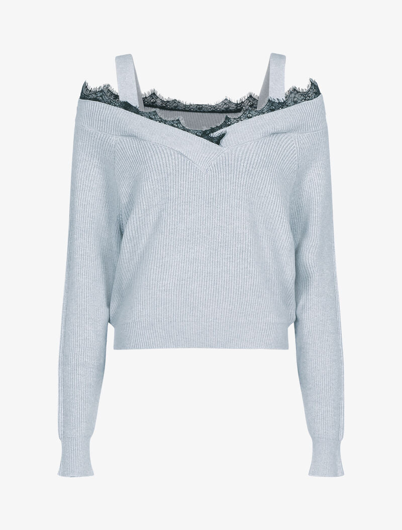 Pull à épaules dénudées - gris clair