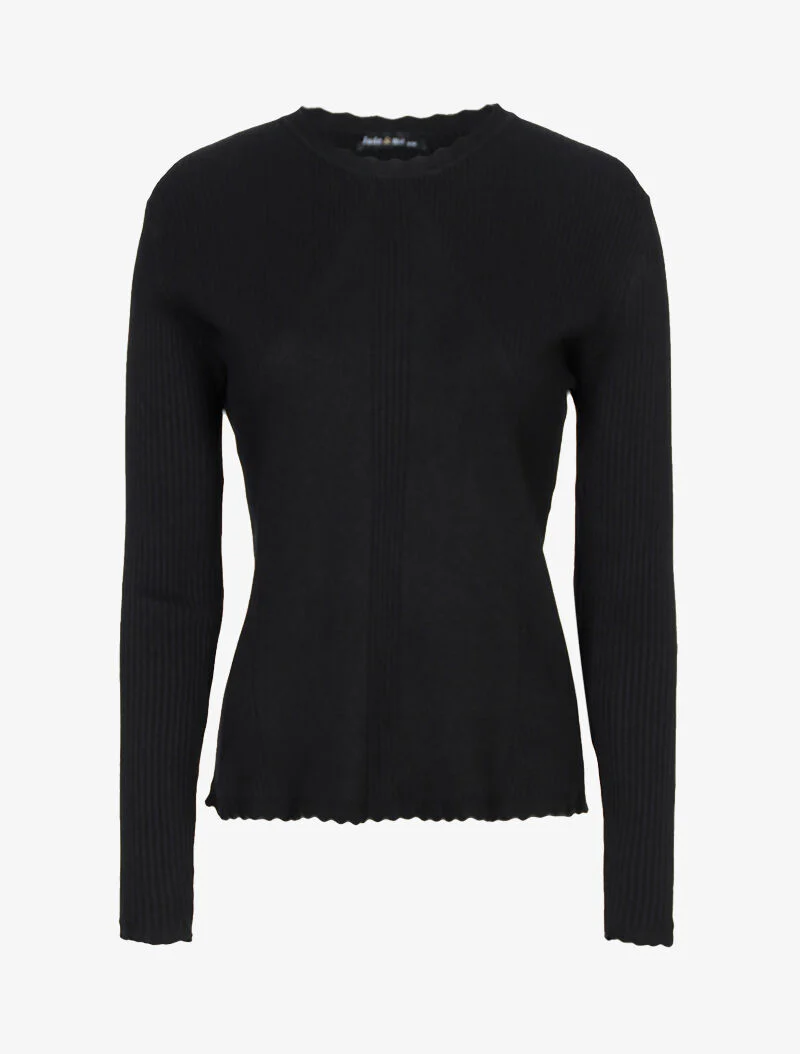 Pull à jeu de côtelage - noir - Image 2