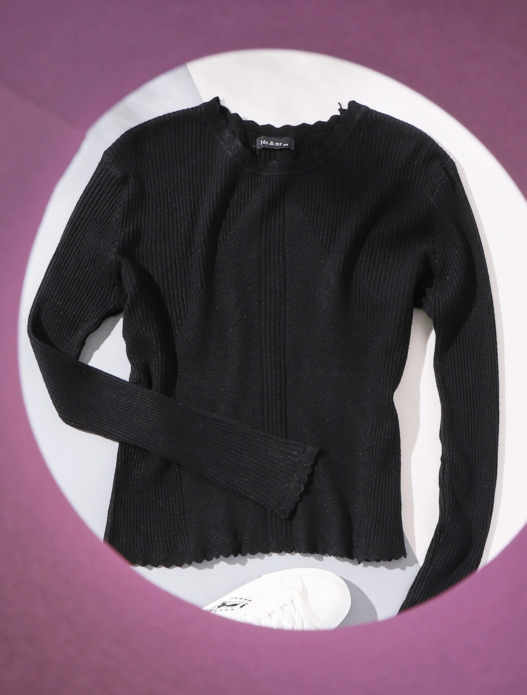 Pull à jeu de côtelage - noir - Image 4