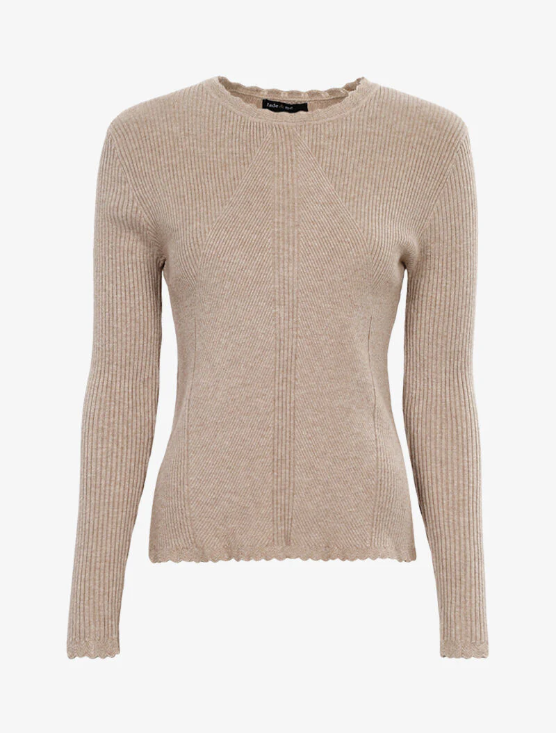 Pull à jeu de côtelage - taupe