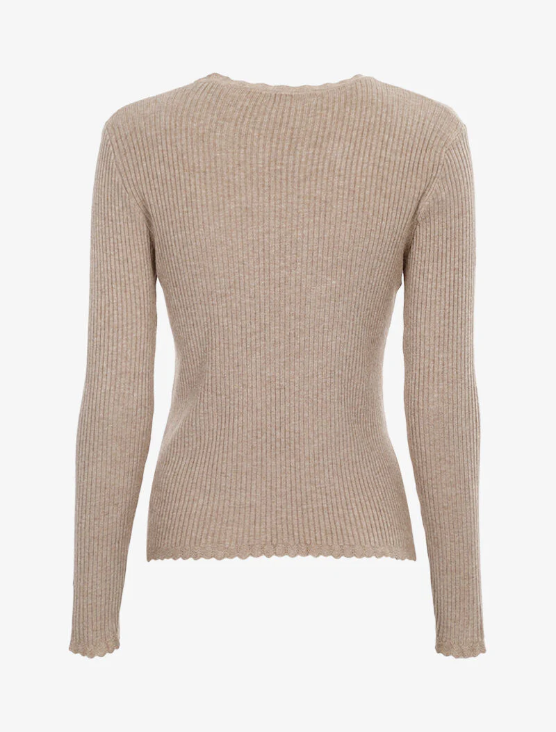 Pull à jeu de côtelage - taupe - Image 2