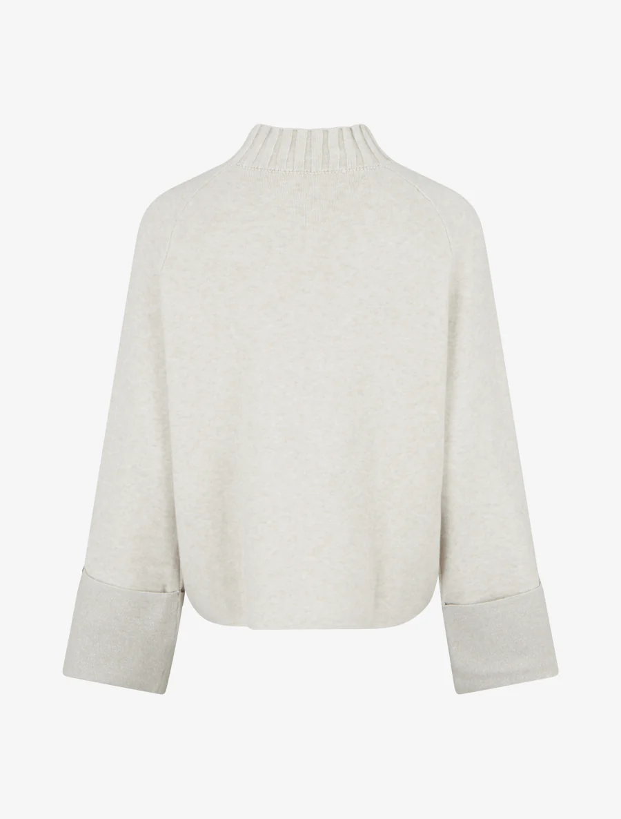 Pull à manches à détail irisé - Beige - Image 2