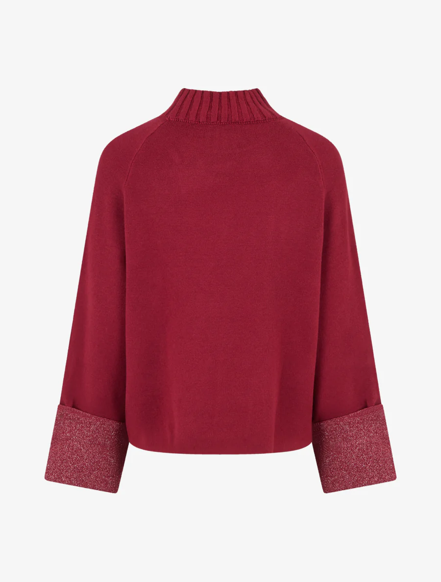 Pull à manches à détail irisé - Lie de vin - Image 2
